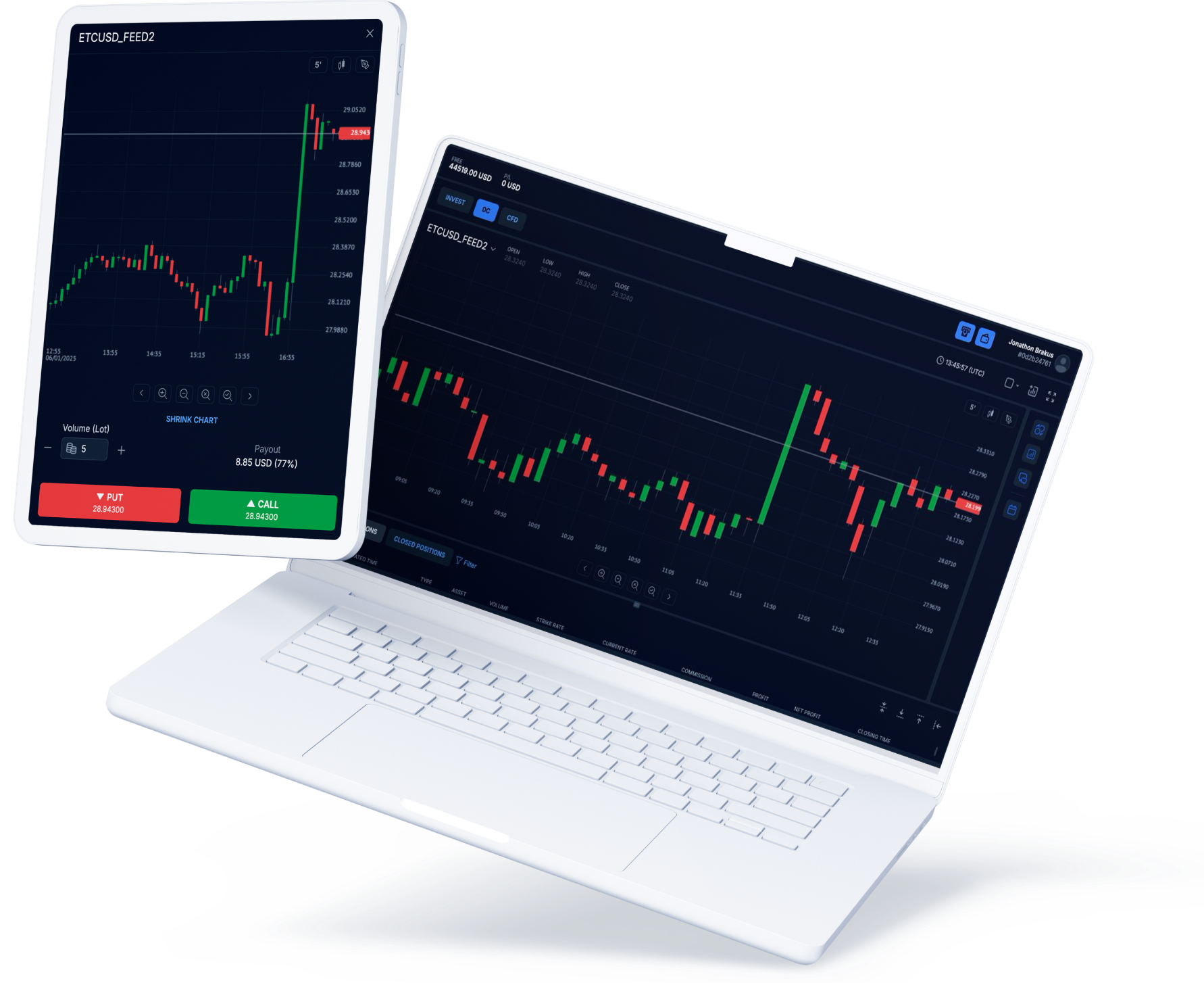 trading platform on laptop